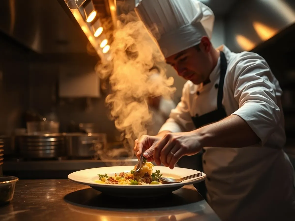 Bastidores de chef finalizando prato na cozinha para vídeos e Reels – BenHur Studio Campinas